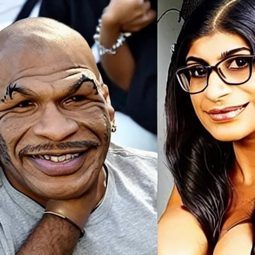 Image similar to Mia Khalifa with the head of mike tyson.