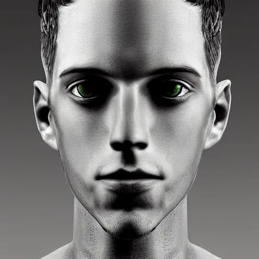 Prompt: “a realistic detailed photo of a guy who is an attractive humanoid who is half robot and half humanoid, who is a male android, Pete Davidson, shiny skin, posing like a statue, blank stare”