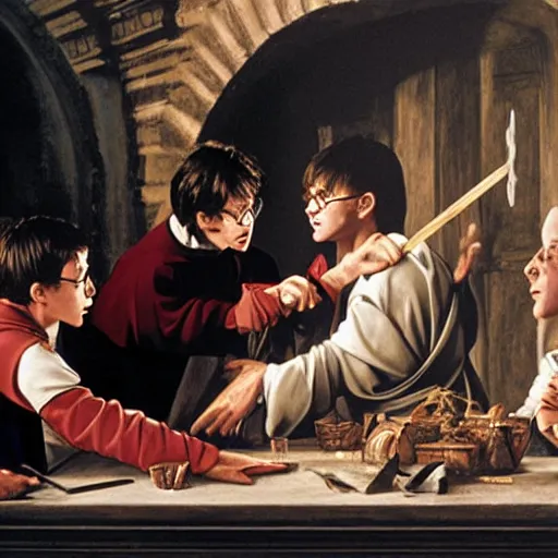 Image similar to a film still of harry potter, artwork by caravaggio