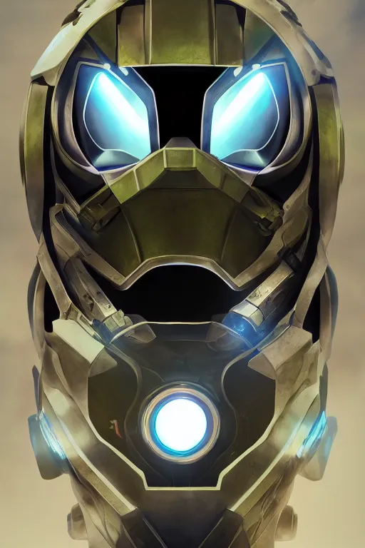 Image similar to robot ninja mask helmet halo master chief radiating a glowing aura global illumination ray tracing hdr fanart arstation by ian pesty and katarzyna da „ bek - chmiel