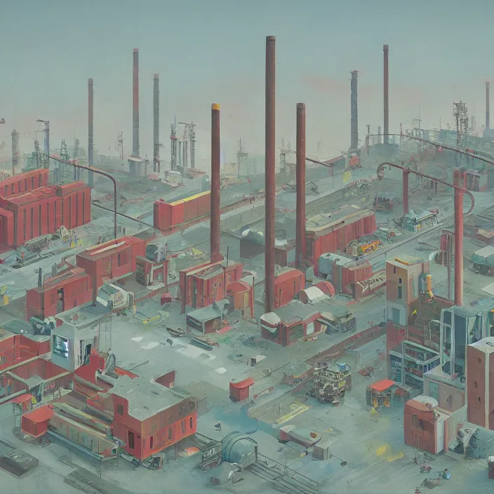 Prompt: factory, by simon stalenhag