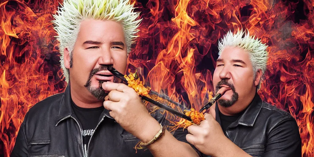 Image similar to “guy fieri smoking weed, 4k, realistic”