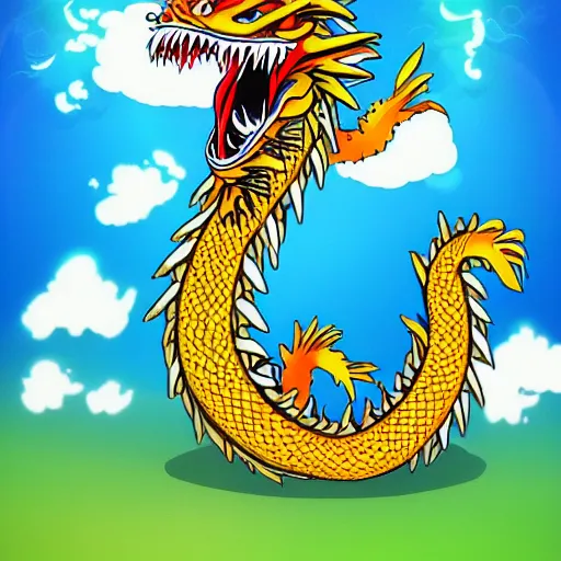 Image similar to anime manga full color dragon spiraling chinese dragon illustration