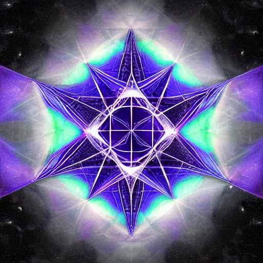 Image similar to metatrons cube, sacred geometry, highly detailed, matte painting, galaxy