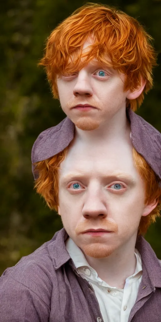 Image similar to photo photorealistic portrait photograph of Rupert Grint as Ronald Weasley. william adolphe bouguereau. During golden hour. soft light Extremely detailed. detailed photograph Beautiful. 4K. Award winning.