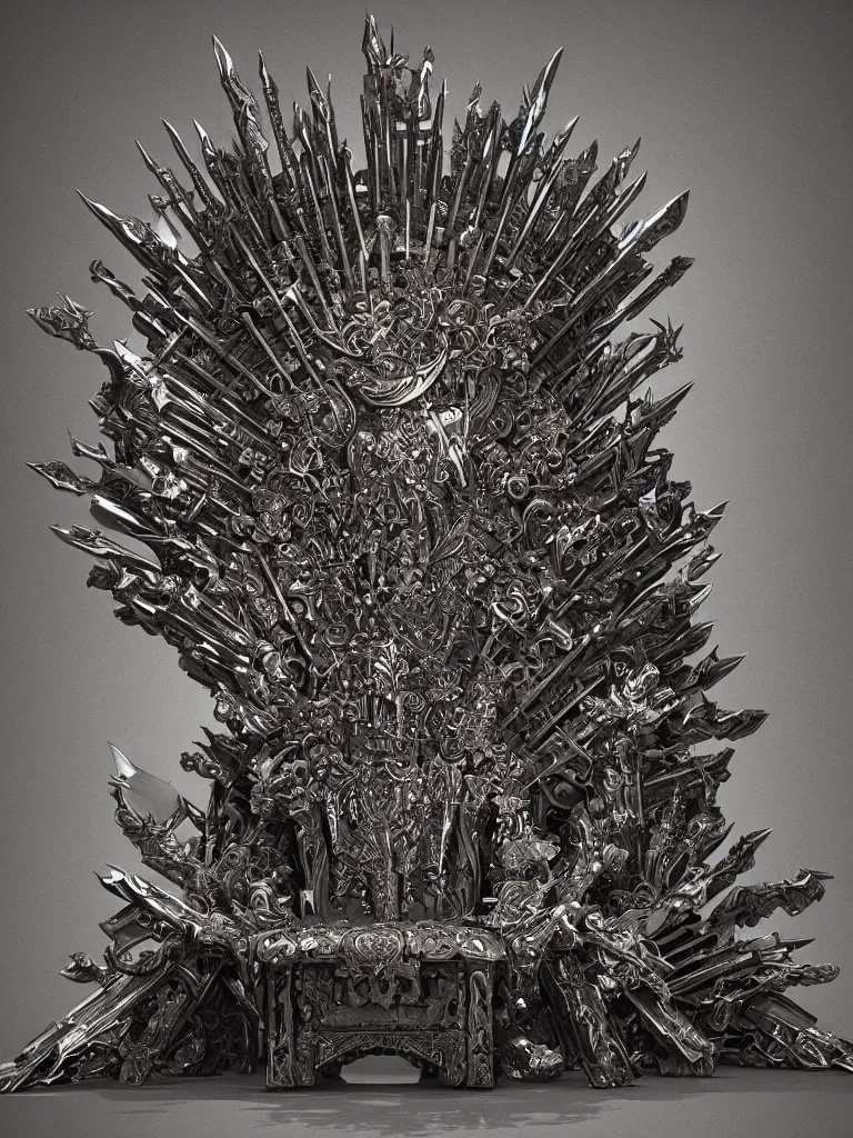 Image similar to a digital art of a throne made from several hundreds of swords, wlop, greg luthowski, raphael lascote, michalkarcz, extremely detailed, trending on artstation