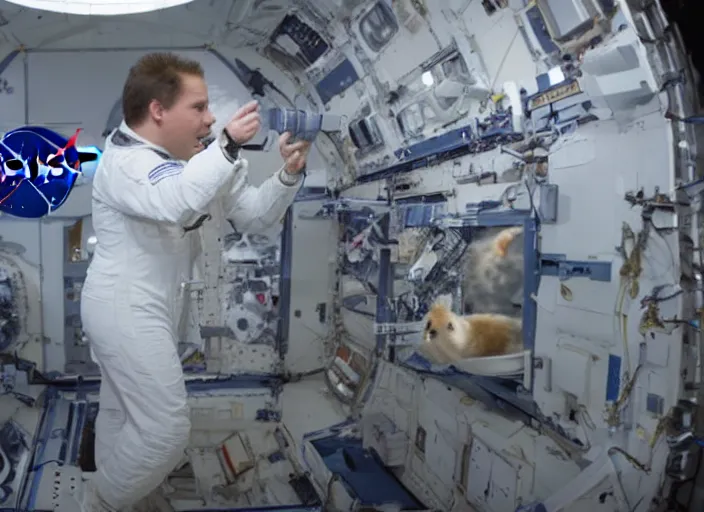 Image similar to film still of a hamster working for mission control at nasa, 8 k