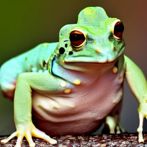 Image similar to a portrait photo of dog frog rabbit gecko, award winning photography, 5 0 mm