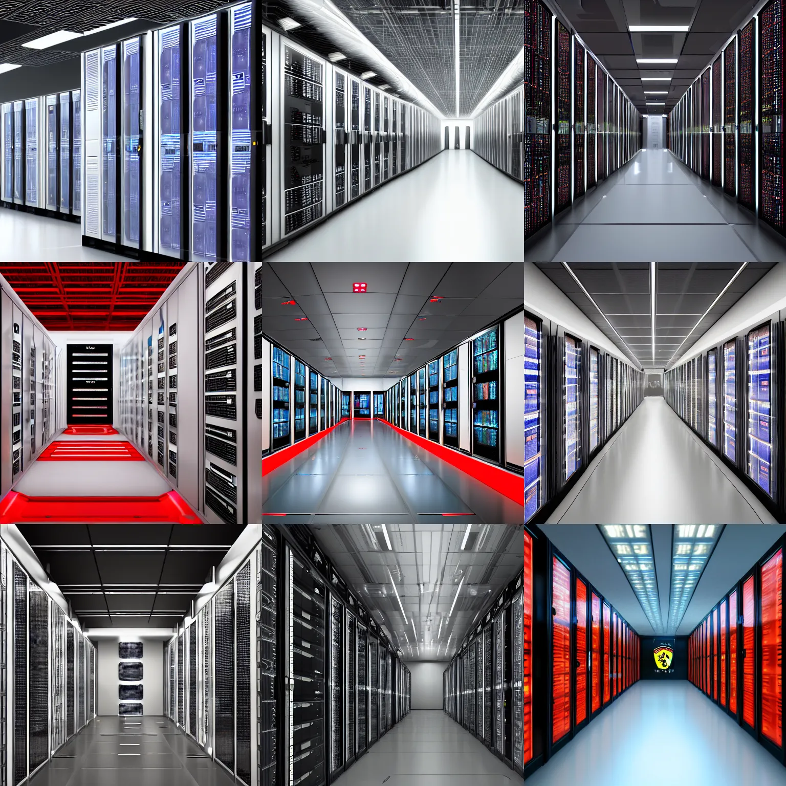 Prompt: a closeup photorealistic photograph of a ferarri themed server room in a data center. ferarri style servers. bright scene. fine detail. this 4 k hd image is trending on artstation, featured on behance, well - rendered, extra crisp, features intricate detail, epic composition and the style of unreal engine.