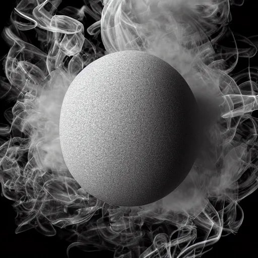 Prompt: “very dense smoke ball with smoke falling towards the ground hyper detailed with black background, hyper realistic, 3D render”