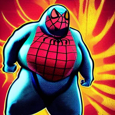 Image similar to profile picture of morbidly obese spiderman