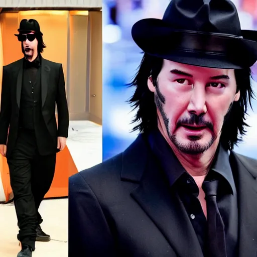 Prompt: keanu reeves dressed as kujo jotaro, highly detailed, high quality, hd, 4 k, 8 k, canon 3 0 0 mm, professional photographer, 4 0 mp, lifelike, top - rated, award winning, realistic, sharp, no blur, edited, corrected, trending