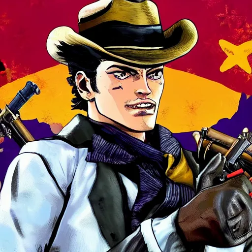 Prompt: jotaro kujo in red dead redemption 2