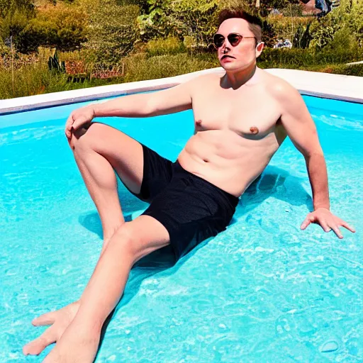 Image similar to elon musk sun tanning on marts