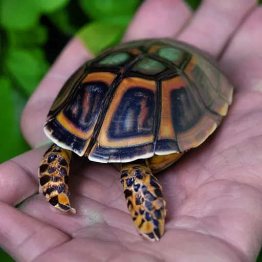 Image similar to ultra detail box turtle king with a mother of pearl shell