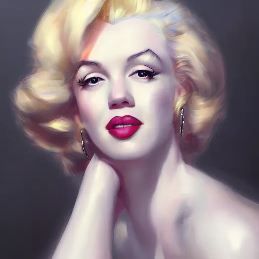 Image similar to Portrait of a 25 year old Christina Hendricks as Marilyn Monroe by Ruan Jia and Mandy Jurgens and Artgerm and william-adolphe bouguerea, highly detailed, trending on artstation, award winning,