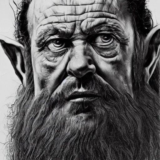 Image similar to high quality high detail painting by lucian freud, hd, gimli from lord of the rings