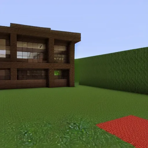 Prompt: a modern minecraft house with a farm and some cows