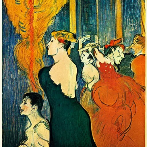 Prompt: dance of the seven veils, toulouse - lautrec poster