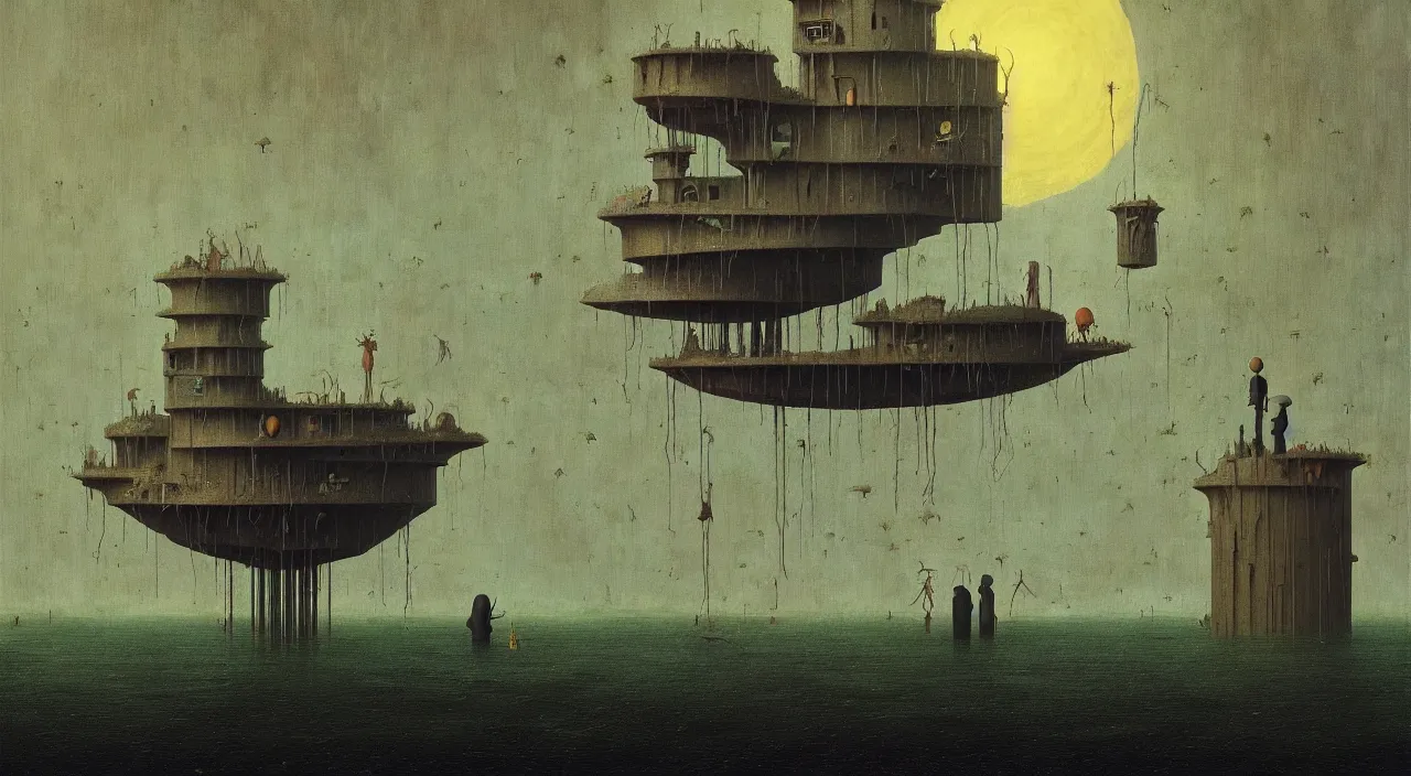 Prompt: single flooded simple!! hive tower anatomy, very coherent and colorful high contrast masterpiece by franz sedlacek hieronymus bosch dean ellis simon stalenhag rene magritte gediminas pranckevicius, dark shadows, sunny day, hard lighting