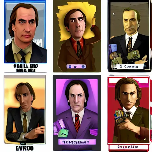 Prompt: saul goodman in various video games