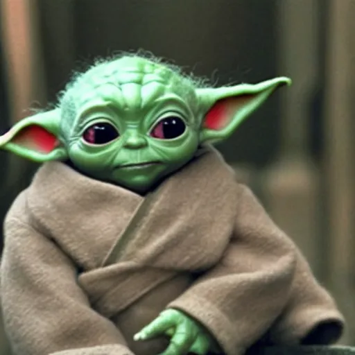 Prompt: a film still of baby yoda's son at his funeral in star wars realistic, detailed