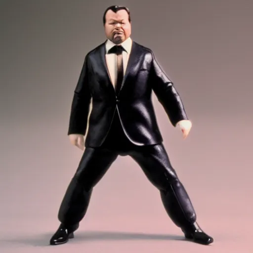 Image similar to 1980s plastic vinyl action figure toy of Orson Welles, studio photography isolated on a white background