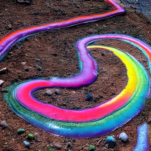 Image similar to rainbow worm tunnels in the earth, Surrealism