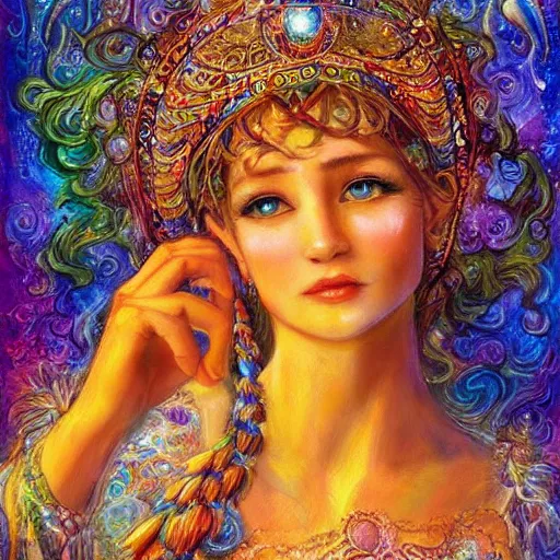 Prompt: goddess checking her phone, by josephine wall, trending on artstation, amanda sage