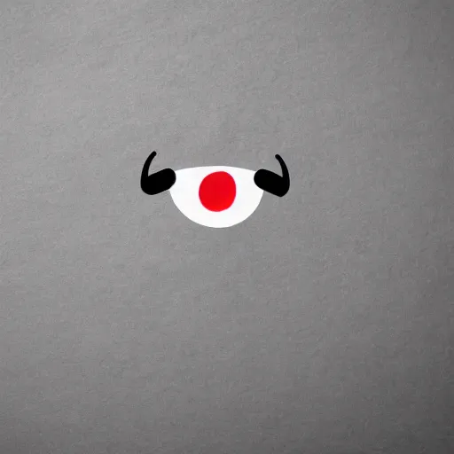 Image similar to child drawing of smiling emoji face with red eyes thumb up and red eyes.