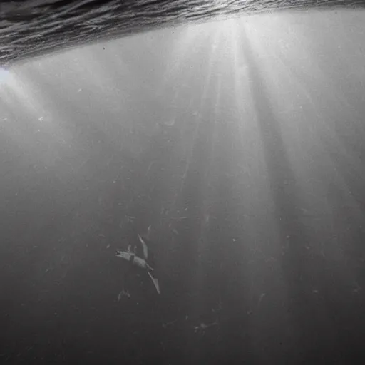 Image similar to underwater photography looking down kn Glasgow cityscape at the bottom of the sea