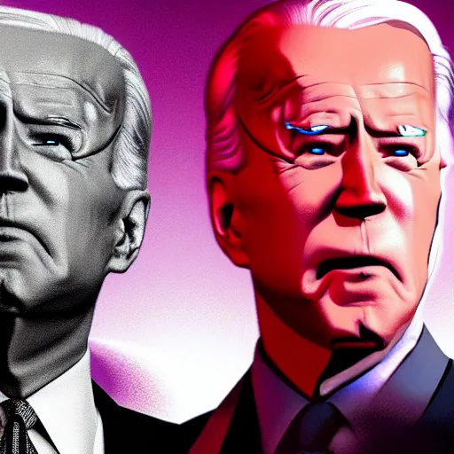 Image similar to Final Boss President Joe Biden. Glowing red eyes. Fantasy concept art.