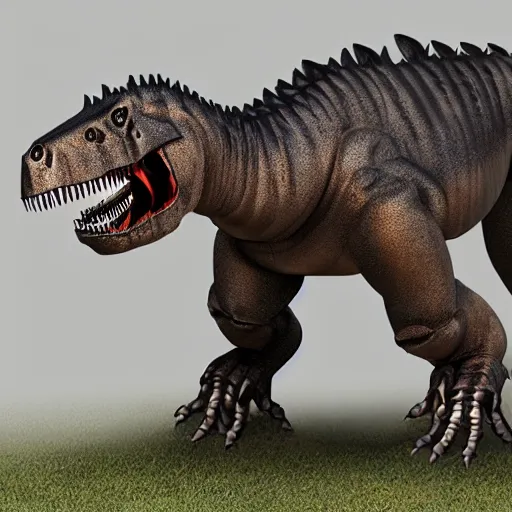 Image similar to anthro mechanical t-rex, photorealistic