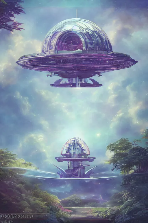 Prompt: multi level spaceship botanical garden in space, by artgerm, tom bagshaw, gerald brom, vaporwave colors, lo - fi colors, vaporwave, lo - fi, moody vibe, goth vibe, rendered by substance designer, cel shading, toon shading, smooth,