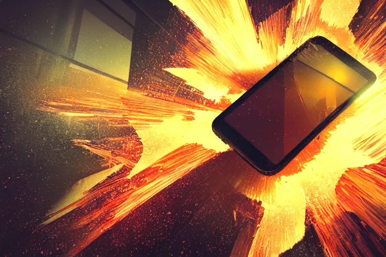 Prompt: explode view of smartphone, highly detailed, photorealistic, reflections, smooth, sharp focus, concept art, illustration, beautiful, geometric, trending on artstation, cinematic, featured on behance