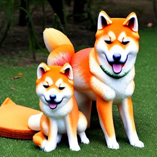 Prompt: shiba inu dog with kitsune fox