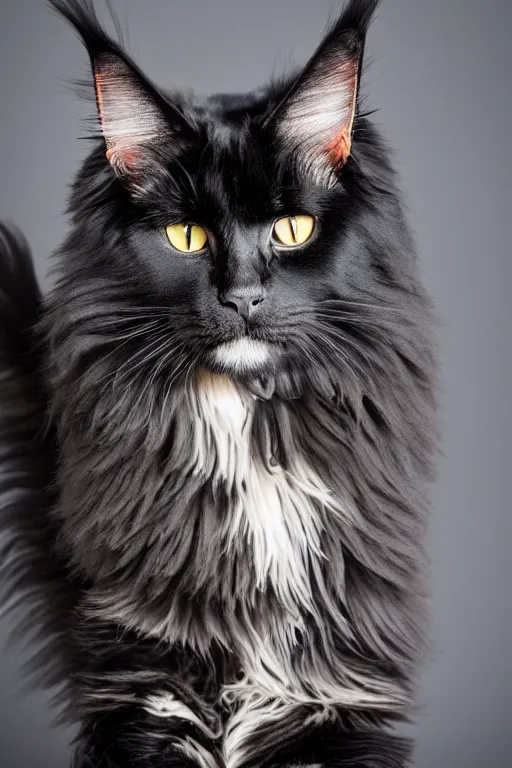 Image similar to studio photo of a black Maine Coon cat