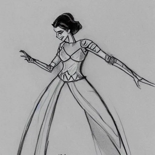 Image similar to milt kahl sketch of victoria justice as princess padme from star wars episode 3