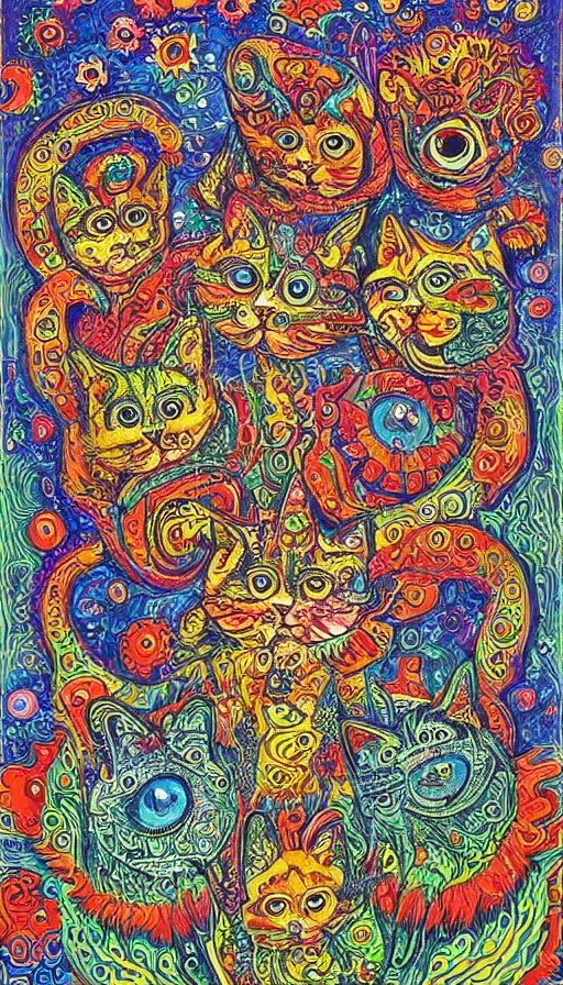 Image similar to psytrance artwork, by louis wain