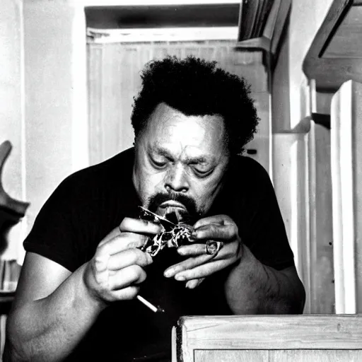 Prompt: charles mingus smoking a spider, professional photograph, 4 k