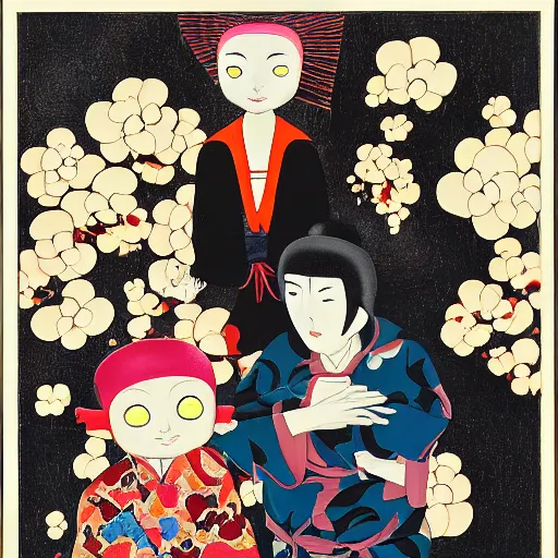 Image similar to the grim adventures of billy and mandy, oil painting, by ikenaga yasunari and ayana otake and ko rakusui