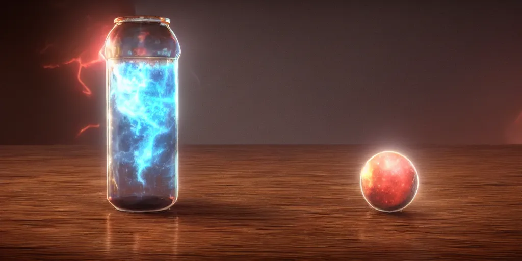 Prompt: a supernova inside a water bottle on a wooden table, hyperrealistic, concept art, octane render unreal engine 5, trending on artstation