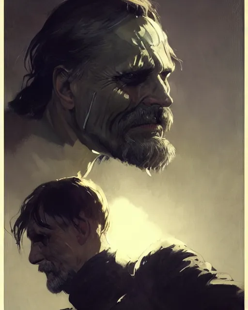 Image similar to viggo mortensen as a supervillain. fantasy art by greg rutkowski, gustave courbet, rosa bonheur, edward hopper. faithfully depicted facial expression, perfect anatomy, sharp focus, global illumination, radiant light, detailed and intricate environment, trending on artstation