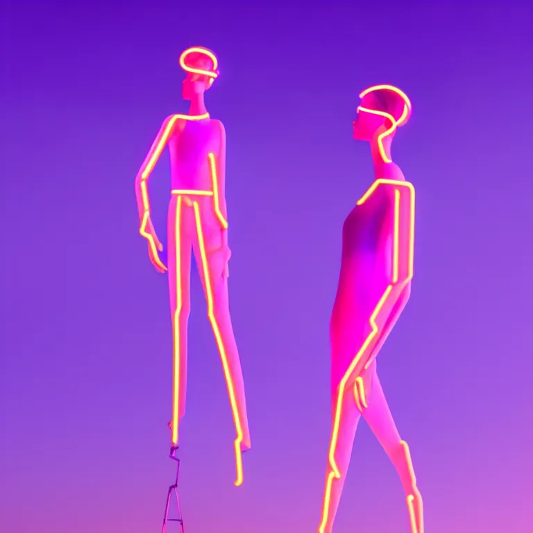 Image similar to beautiful mannequin sculpted out of amethyst by billelis + lit with 3 d geometric neon + doorway opening with neon pink geometric light + hosta flowers!!!, moon in background!!!!!!, rule of thirds, clean linework, dramatic, award winning, 4 k, trending on artstation, photorealistic, volumetric lighting, octane render