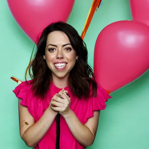 Image similar to aubrey plaza as a birthday cake : : highly detailled food photography,