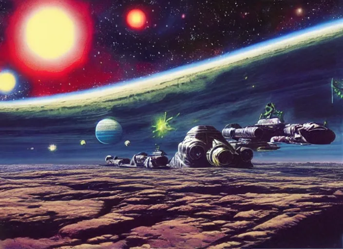 Image similar to galactic centre, matte painting, chris foss