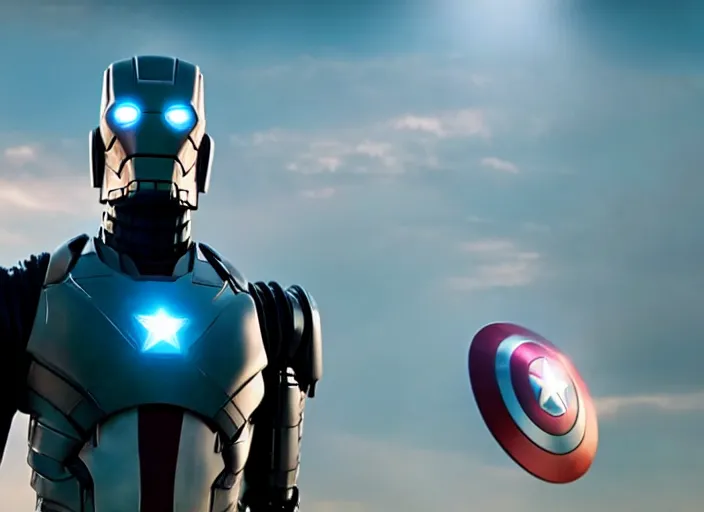 Image similar to film still of bender in the new avengers movie, 4 k