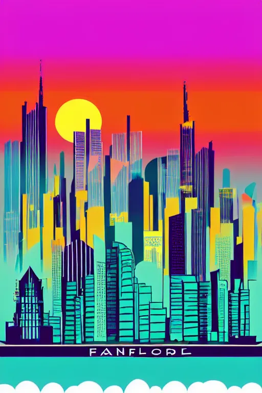 Prompt: minimalist boho style art of colorful frankfurt at sunrise, illustration, vector art