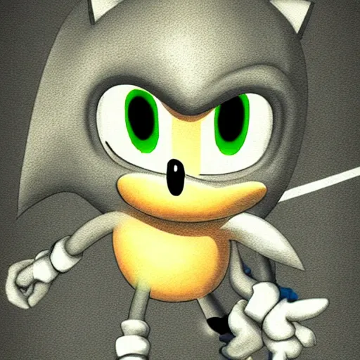 Image similar to a sonic with black eyes crying and holding a knife, horror, dark, creepy, scary