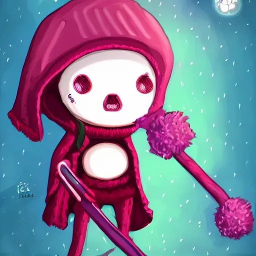 Image similar to knit candypunk grim reaper, high - quality, character design : : 2 beautiful lighting, magicpunk, dollpunk, 1 6 k, oled